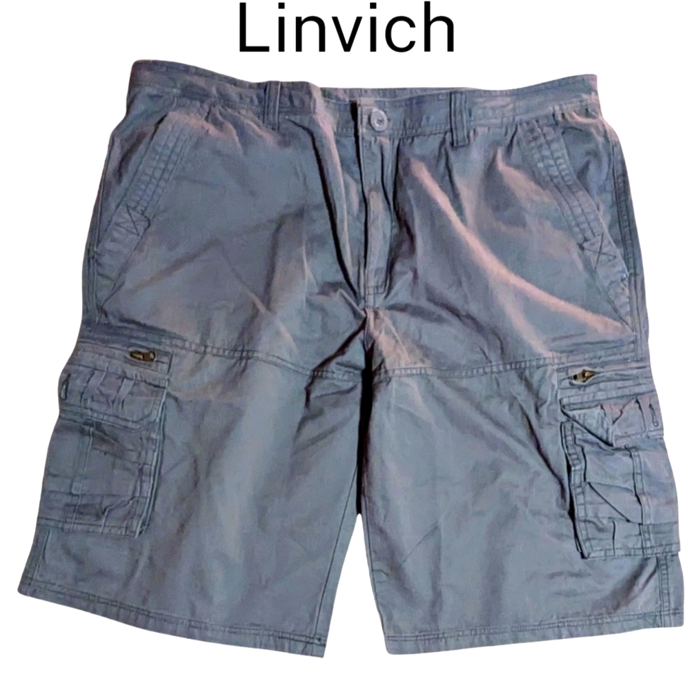 Linvich size 40* BNWOT, men's grey cargo shorts, lots of pockets
